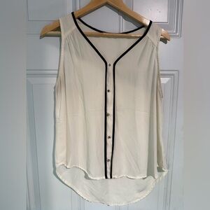 Lush Cream Sleeveless Button Down Blouse